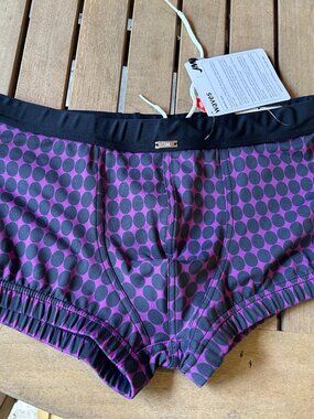 JM. Men’s Purple Dot Swim Trunks